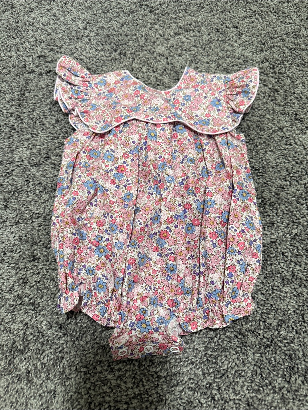 KREWE Pink & Blue Floral Baby Romper